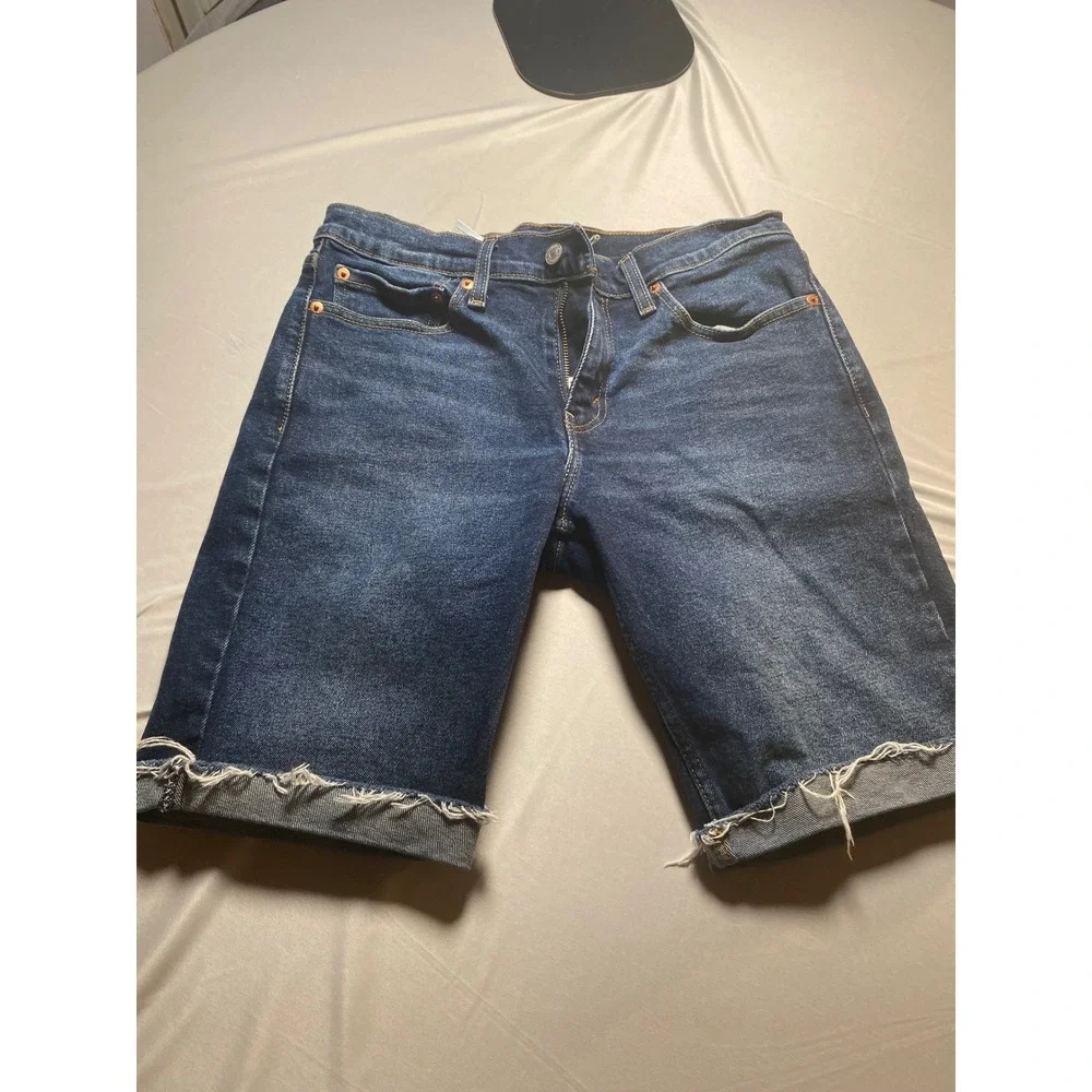 Levis 511 Slim Fit Denim Shorts Mens 31 Dark Wash Cut Off Raw Hem 36555-0326